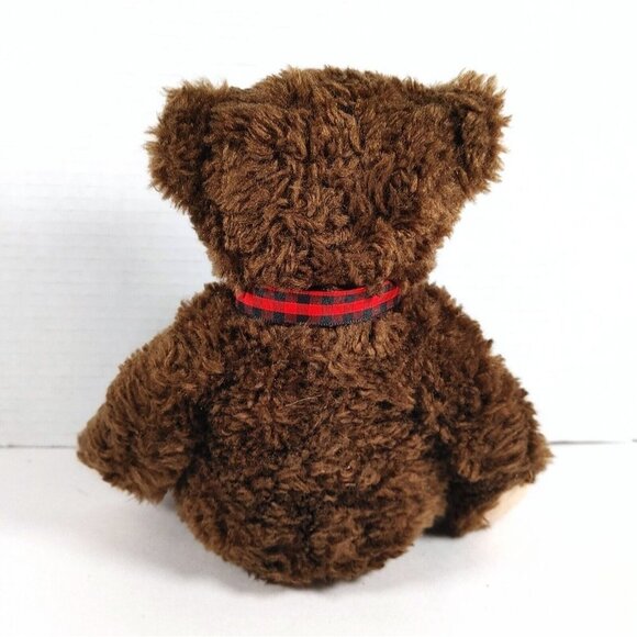 The Petting Zoo Brown Bear With Hearts Plush Stuffed Animal w/Bow 8" - Picture 3 of 4